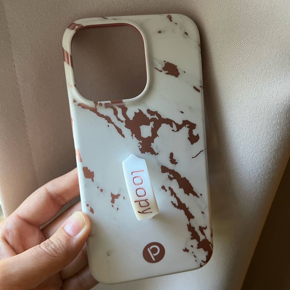 iPhone 13 pro Rose Gold Marble Loopy Case